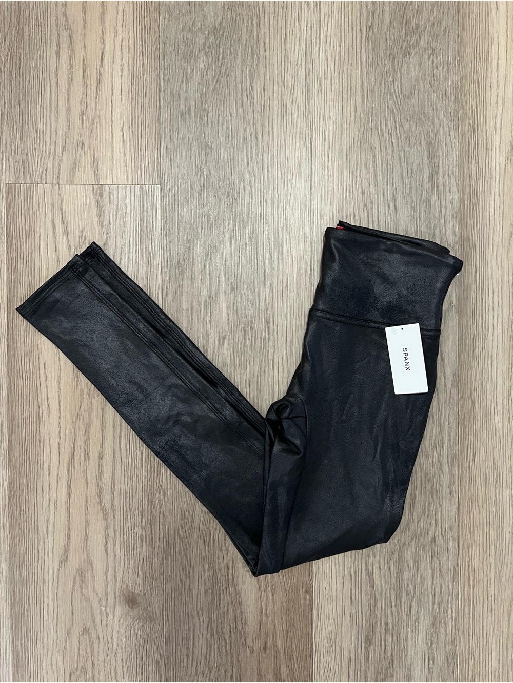 SPANX Faux Leather Leggings Black Petite Small NWT 2437Q